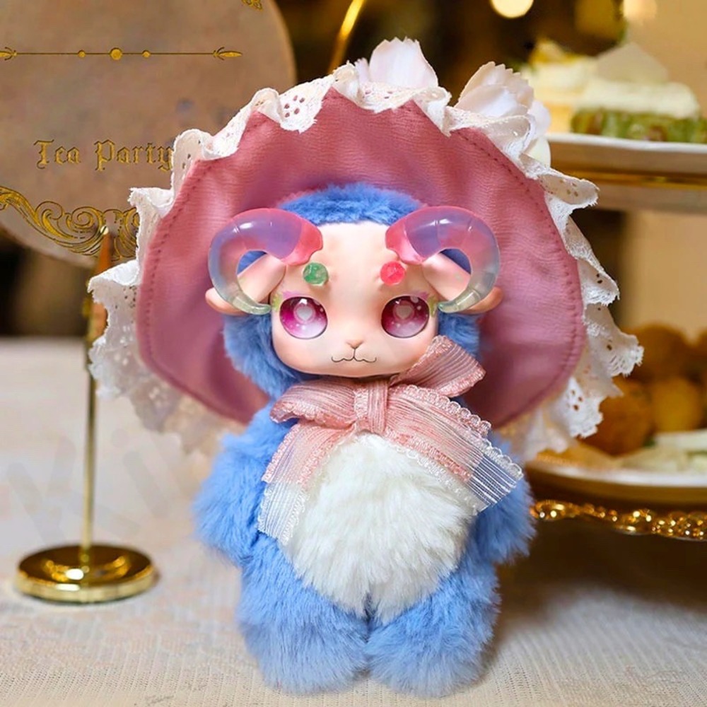 Fecoco Victorian Sheep Tea Party Blue Plush Confirmed Blind Box Art Toy Pink Hat